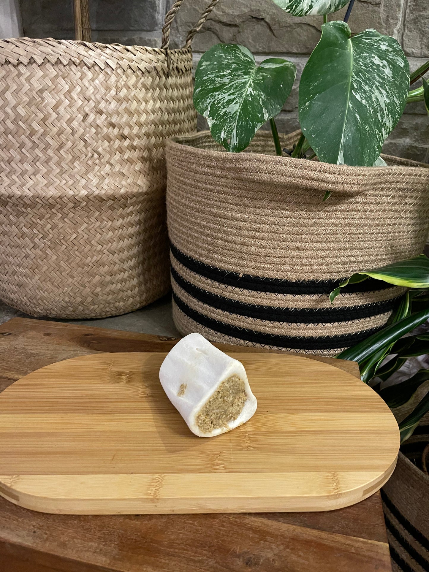 Peanut butter filled bone, natural dog treats.
